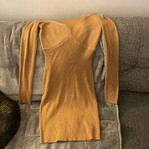 Tan long sleeve bodycon dress